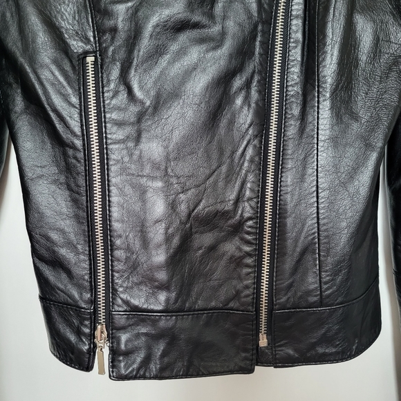 Bebe Black Zipper Genuine Leather Jacket - Picture 7 of 16